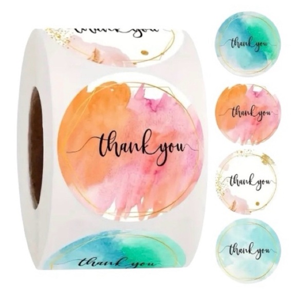Other - 500 Assorted Round Watercolor 1” Thank You Stickers NEW